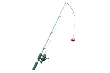 Fishing rod reel bobber isolated on a transparent background line hook