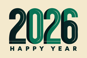 Bold green and dark blue numerals happy year text graphic celebration