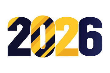 Dark blue yellow striped numbers year two thousand twenty six