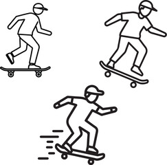 Fototapeta premium skateboarding Vector art of skateboarder icon in black and white