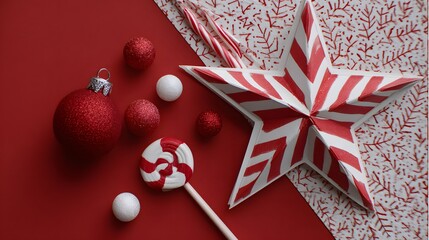 Simple red and white color themed Christmas layout