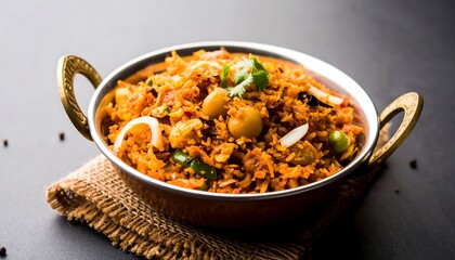 Vegetable Rice Dish in Copper Bowl