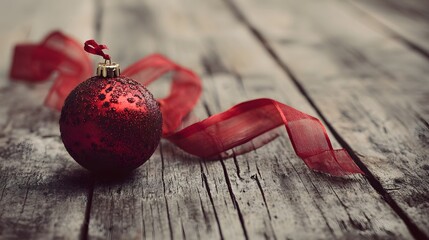 Simple Christmas scene with single red ornament
