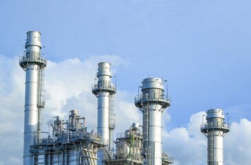 Natural Gas Combined Cycle Power Plant ,Gas turbine electrical power plant with in Twilight power for factory energy concept.