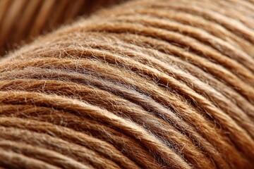 Close-up of coiled, light brown yarn