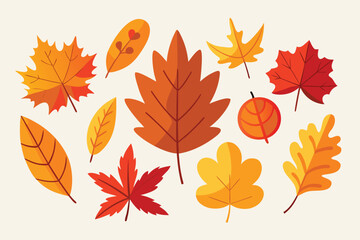 Obraz premium Autumn Leaves Illustration Colorful Fall Foliage Collection for Seasonal Designs and Projects