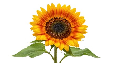 Obraz premium A Vibrant Sunflower with Detailed Petals and Green Leaves