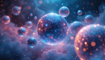 Boiled Eggs in a Networking Universe, Digital Art, Vibrant Environment