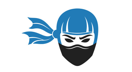 Fierce blue ninja warrior head with a black face mask icon.