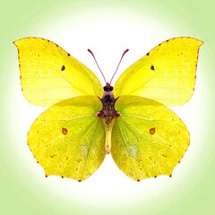 Fototapeta premium Vibrant yellow butterfly, wings spread wide