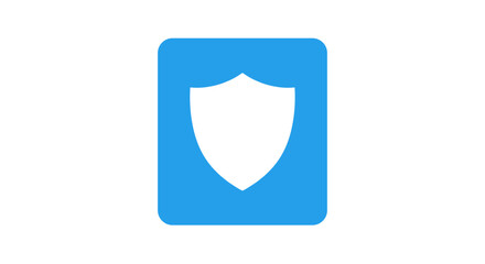 Blue shield security icon in minimalist square design