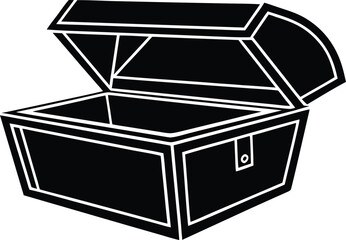 open treasure chest silhouette vector illustration