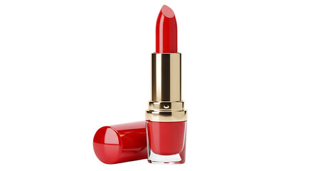 Obraz premium Elegant Red Lipstick Glamorous Cosmetic Beauty Product on a Black Background