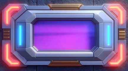 Obraz premium Futuristic Frame with Illuminated Edges and Central Purple Panel