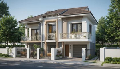 Modern Two-Story House Design, Suburban Dream Home