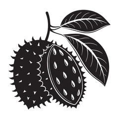 Black soursop Silhouette Vector, High Quality Illustration on White Background