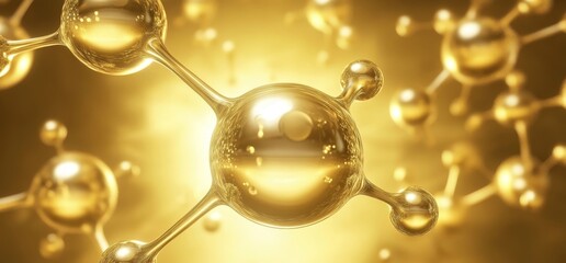 Golden Molecular Structure with Reflective Nodes and Bonds