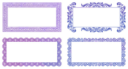Elegant ornamental borders collection: intricate decorative frames in gradient styles