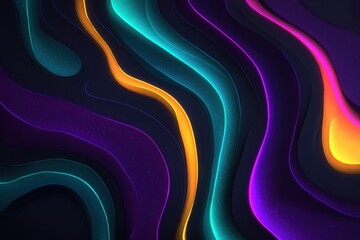Abstract, layered, vibrant curves in dark background