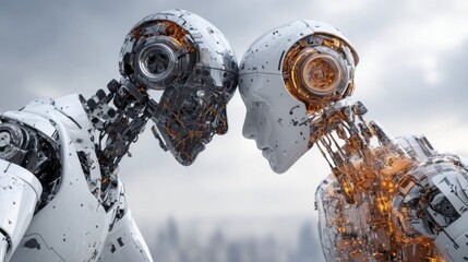 Fototapeta premium two robots facing each other