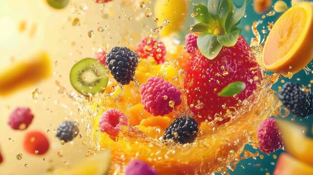 Colorful fruit explosion splash