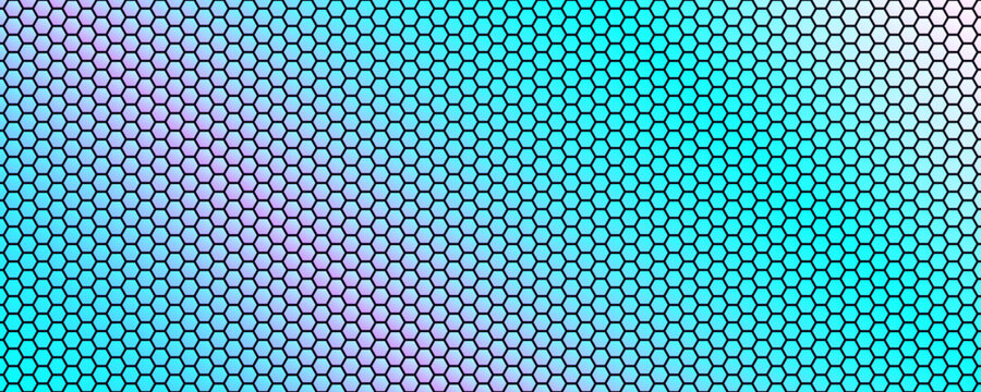 Luminescent Hexagon Grid Background Gradient Honeycomb Pattern Digital Geometric Texture For AI, Digital Exposition, Science Forum, Medical Presentation, Technology Conference. Vector Backdrop - Powered by Adobe
