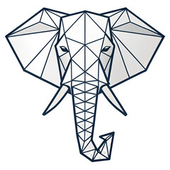 Striking geometric elephant head design with modern polygonal art, exuding strength and sophistication for impactful branding projects.