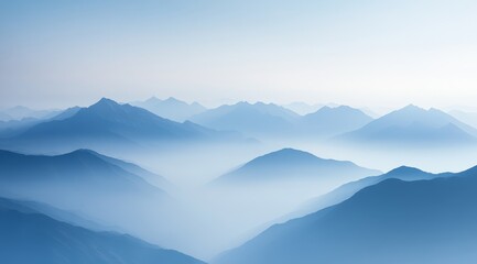 Obraz premium Layered Mountain Ranges in Misty Blue Hues