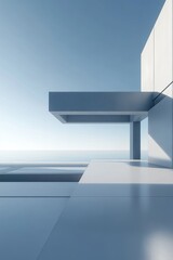 Obraz premium Modern Architectural Structure with Minimalist Design and Clear Sky