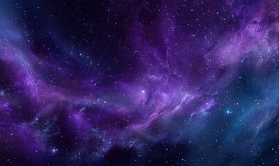 Obraz premium Deep space nebula with swirling clouds of vibrant purple and blue, dotted with stars