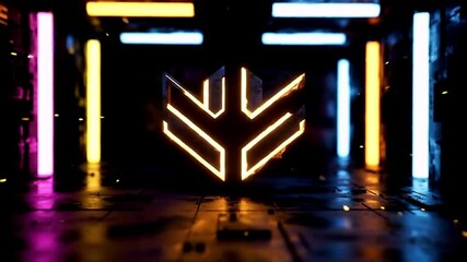 Futuristic Video Games Logo Animation with Neon Lights