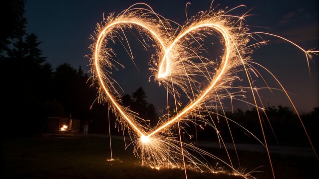 heart shaped sparkler - Powered by Adobe