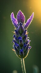 Dew-Kissed Lavender Bloom in Golden Hour Light