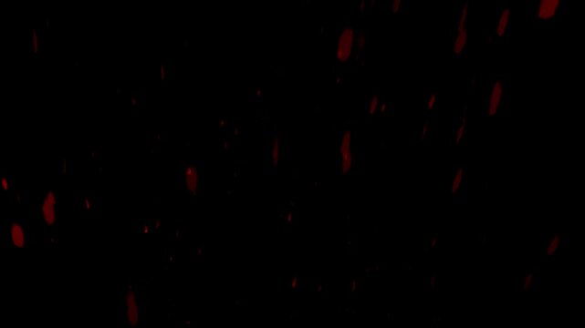 Realistic blood elements background. cinematic visuals with Blood Splatter Particle animation.Splat, burst, mist, squirt effects, drops, pools, side hits, stream.