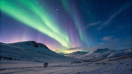 Winter Sky with Northern Lights Over Snowy Hills
Ethereal Aurora Borealis Over a Frozen Arctic Landscape
A Breathtaking Display of Northern Lights in a Winter Night Sky