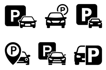 Set of car parking icons