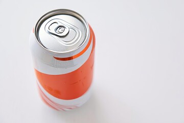 Close-up of an Orange Soda Can with a Silver Top