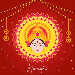 Happy Navratri festival 2025 celebration poster or banner design, illustration of Goddess Durga Maa Background.