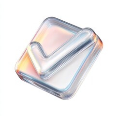 3D Render of a Glass Check Mark Icon A Stunning iridescent Approval Symbol for Website Design