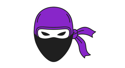 Cartoon Ninja Head with Purple Mask and Tie.