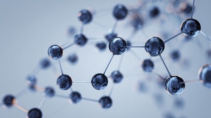 Obraz premium An abstract representation of a molecular structure in cool blue tones, illustrating scientific beauty.