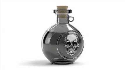 Obraz premium 3D poison bottle with skull label, round smooth shape, clipart on white background