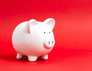 piggy bank on red background