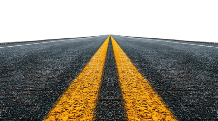 Asphalt Road with Yellow Lines at Night