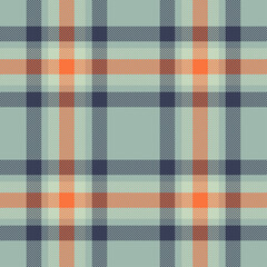 Blue and orange seamless plaid pattern for textile, fabrics, print, wallpaper and backdrop. Traditional vector background.