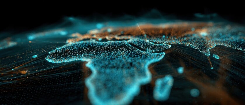 The Digital Globe Showing Networked Data Points and Futuristic Connected World Map