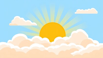 Sunrise through fluffy clouds