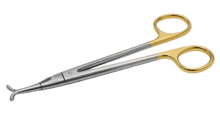Surgical Instrument with Gold Accents on Black Background