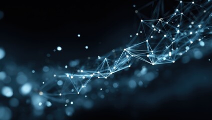 Abstract network of interconnected points and lines in dark blue and light blue (1)