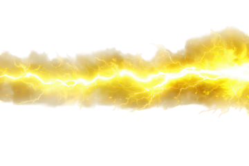Bright Yellow Electric Bolt Energy Beam on Black Background